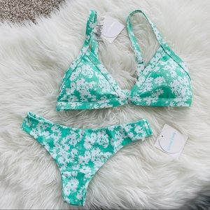 NWT Kulani Kinis Kiwi Kiss Padded Triangle Brazilian Swim Suit Bikini Set